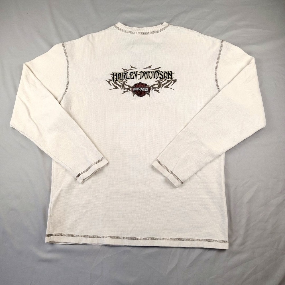 READ Harley Davidson Womens Small Shirt Embroidered Double Sided Waffle Knit - Picture 16 of 16
